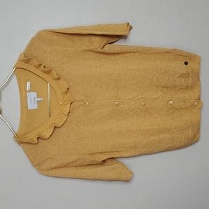 Anthropologie Numph Gold Glitter Knit Retro Cardigan Size Medium